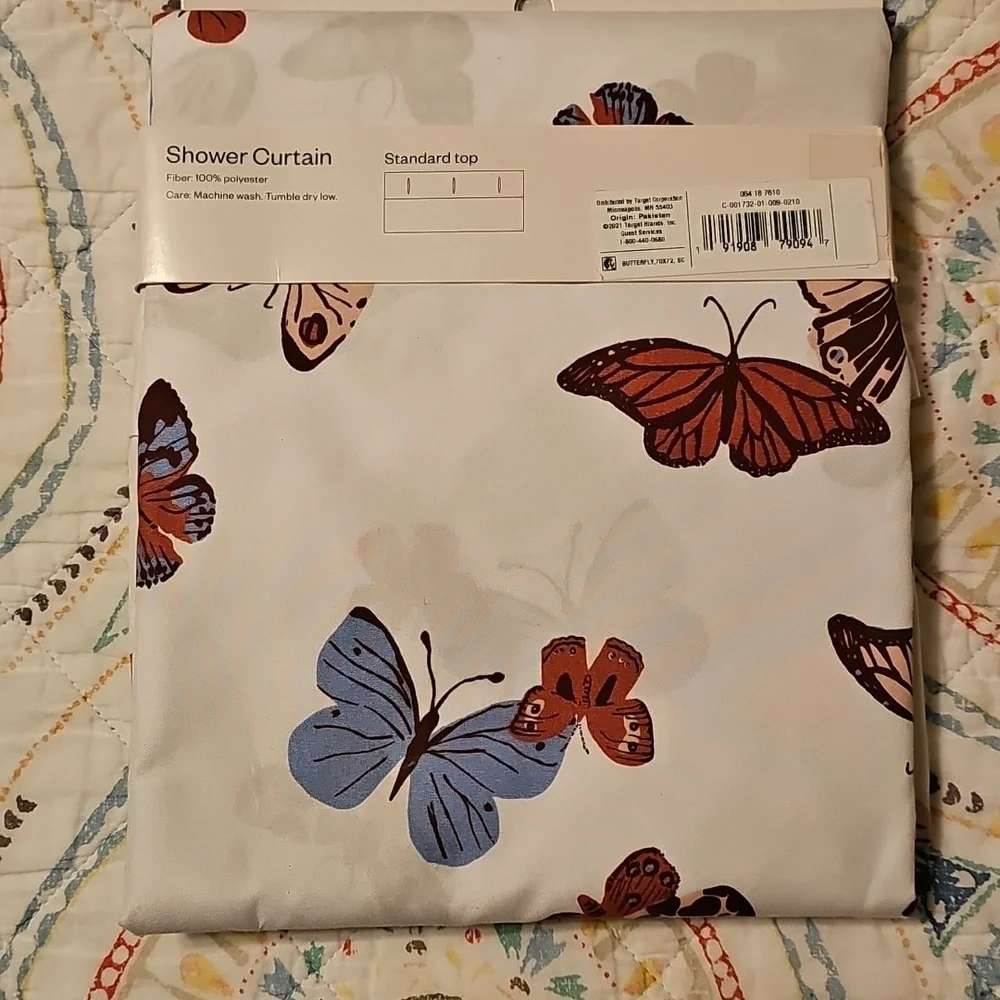 Room Essentials White Shower Curtain with Butterfly Design